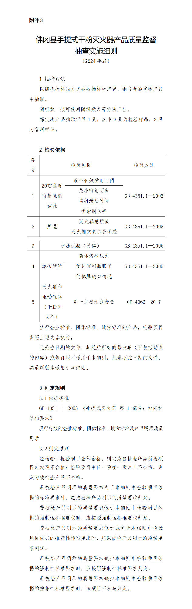 佛岡縣手提式干粉滅火器產品質量監(jiān)督抽查實施細則（2024年版）